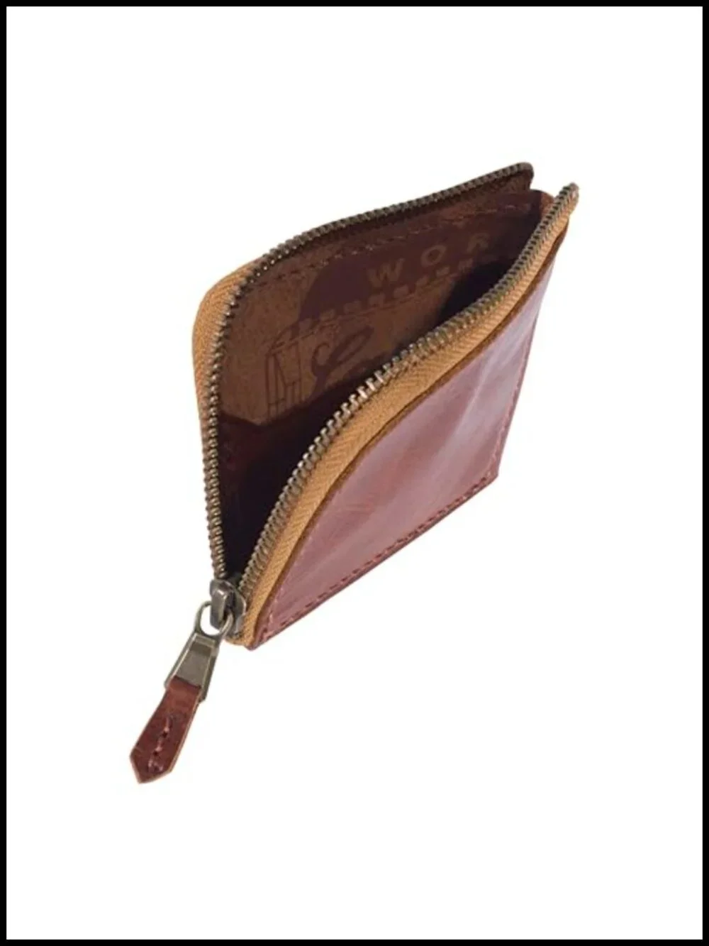 Full Grain Patina Leather Zip Wallet Bifold Front Pocket